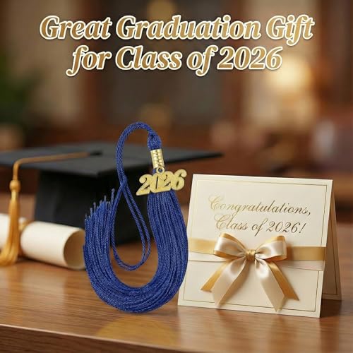 2026 Blue Graduation Tassel with Gold Year Charm for Cap and Gown