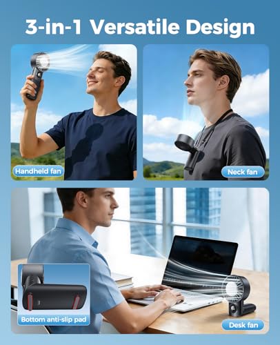 Eastfox Portable Handheld Fan with Ice Cooling - 3-in-1 Rechargeable