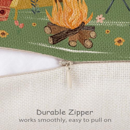 NymphFable Camping Gnome Throw Pillow Covers 18x18 Inch Set of 4
