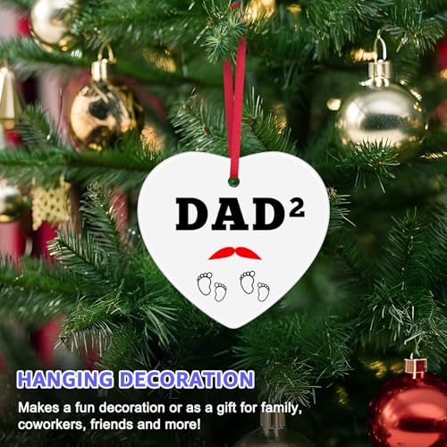 Twins Dad Ceramic Christmas Ornament - New Father Gift