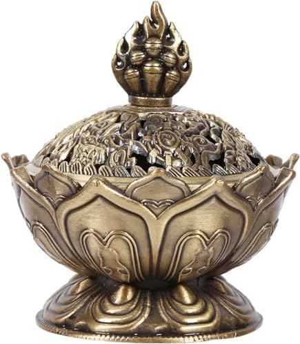 2.7 Inch Classic Lotus Incense Burner - Charcoal Cone Holder for Meditation