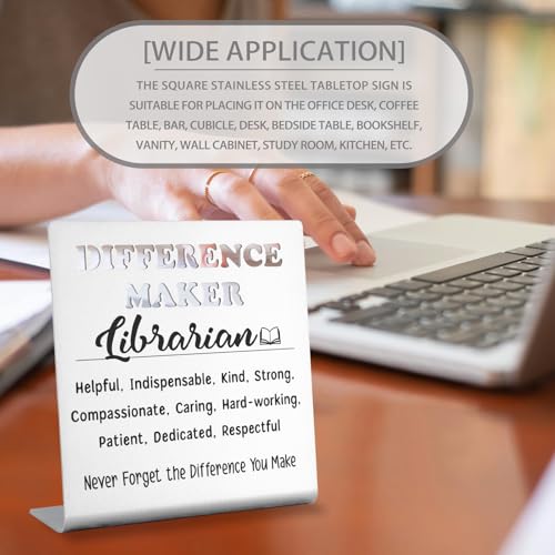 Difference Maker Stainless Steel Desk Sign | Librarian Appreciation Gift