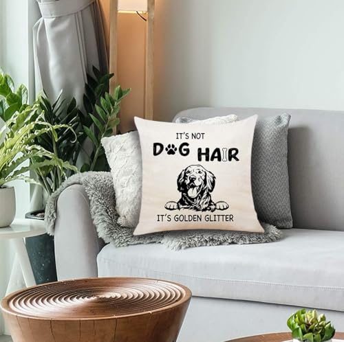 Golden Retriever Throw Pillow Cover - Funny Dog Hair Glitter Quote, 18x18"