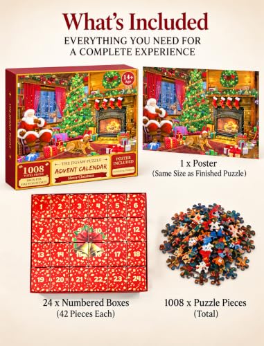 Christmas Santa Jigsaw Puzzle Advent Calendar 1008 Pieces - 24 Days Countdown