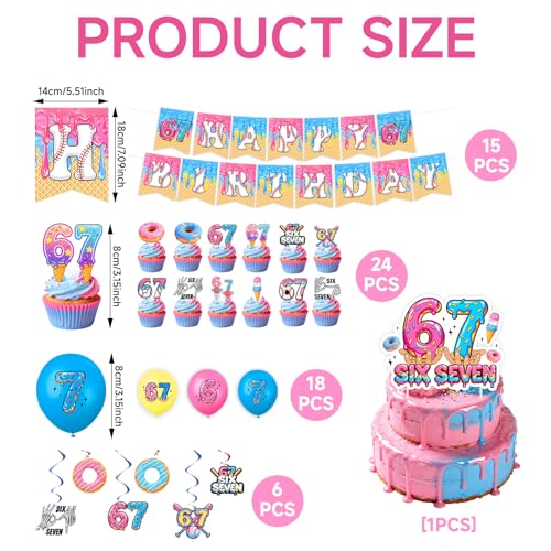 67 Meme Birthday Party Decorations Set with Banner, Toppers and Balloons