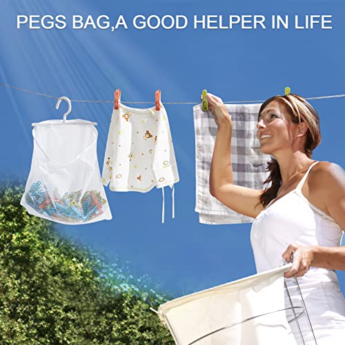 Heavy Duty Plastic Clothes Pins - 50 Pack with Mesh Bag for Laundry