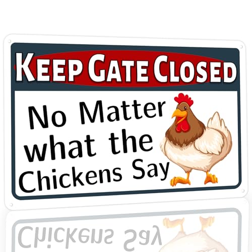 Chicken Warning Metal Tin Sign - 8"x12" Funny Plaque Art