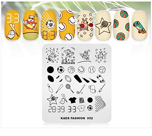Rolabling Sport Theme Nail Stamping Plate - Football & Basketball