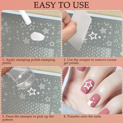 Clear Nail Stamper Set Double Headed Silicone French Tip Tool with Scraper