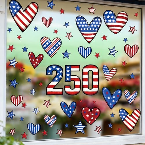 4th of July Patriotic Window Clings - 250th Anniversary Decor