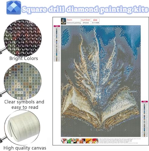 AIBOERL Dragon Diamond Art Kit - 5D Square Rhinestone Painting 12x16in