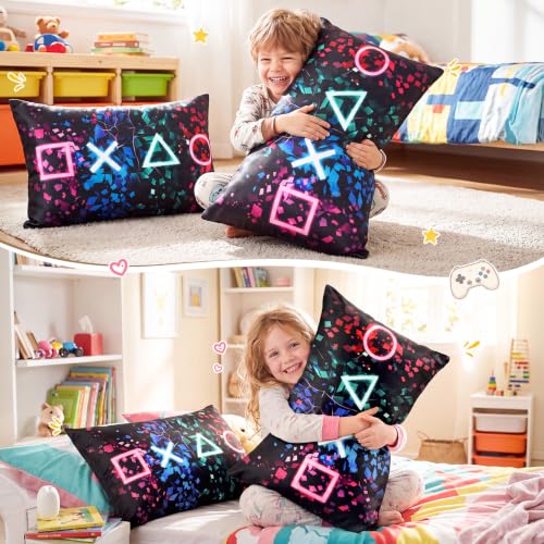 Gamer Satin Pillowcases Set - 2 Pack, 30x20 Inch Game Button Design