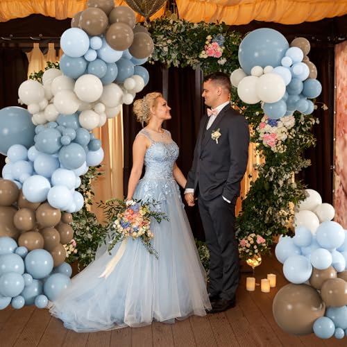 136pcs Dusty Blue, Brown & Sand Balloon Arch Kit for Baby Shower