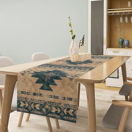 Aztec Geometric Table Runner 13x36 Inch Ethnic Boho Farmhouse Decor - Variation W13xL36