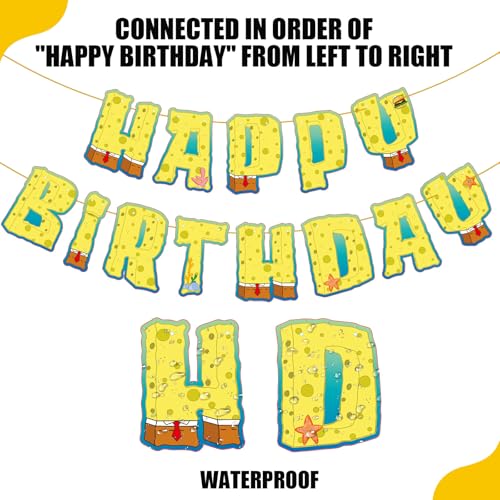 Cartoon Yellow Happy Birthday Banner - Fun Party Decoration