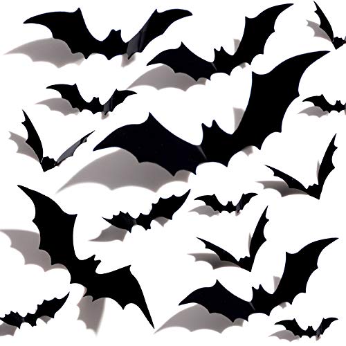 Halloween 3D Bat Wall Stickers - 60PCS PVC Decor for Parties