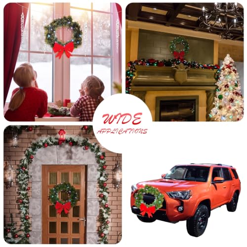 Honoson 26 Inch LED Christmas Wreath for Car Truck with 5 Nylon Ties