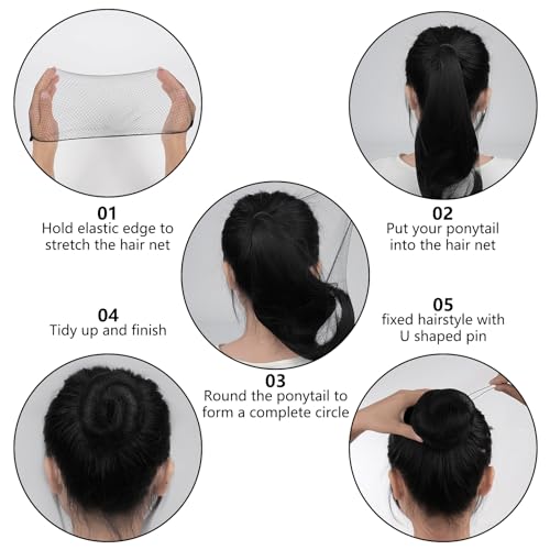 FVOLREM Hair Net and U Pin Set - 60 Piece Black Nets and Brown Pins