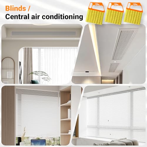 3-Piece Window Blind Cleaner Duster Tool - Washable 7-Finger Orange