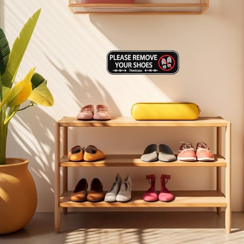 2PCS Please Remove Shoes Sign - Self-Adhesive No Shoes Sticker for Home & Office Entrance