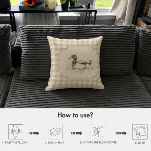 Rustic Mallard Duck Throw Pillow Covers 18x18 - Pattern 26, Set of 2