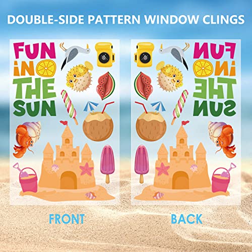 Hianjoo 104-Piece Summer Window Clings - Hawaiian Decals Set