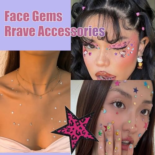 NOOEPC Self-Adhesive Face Gems & Hair Rhinestones for Festivals and Makeup