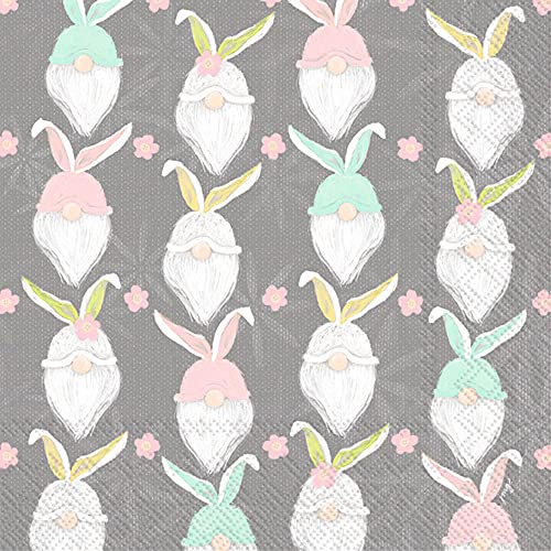 IHR Bunny Gnome Paper Party Napkins 3-Ply 6.5" x 6.5" 20-Count