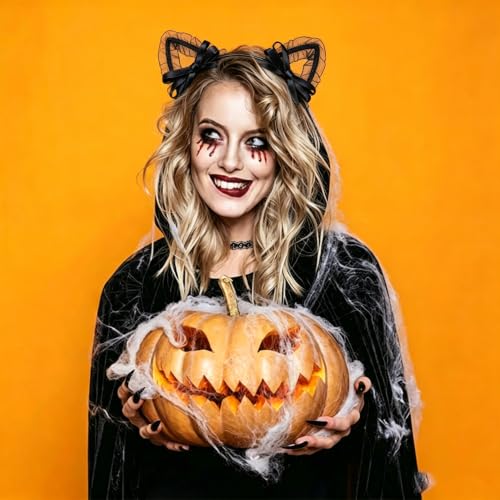 Black Lace Cat Ear Headband for Women Cosplay and Halloween
