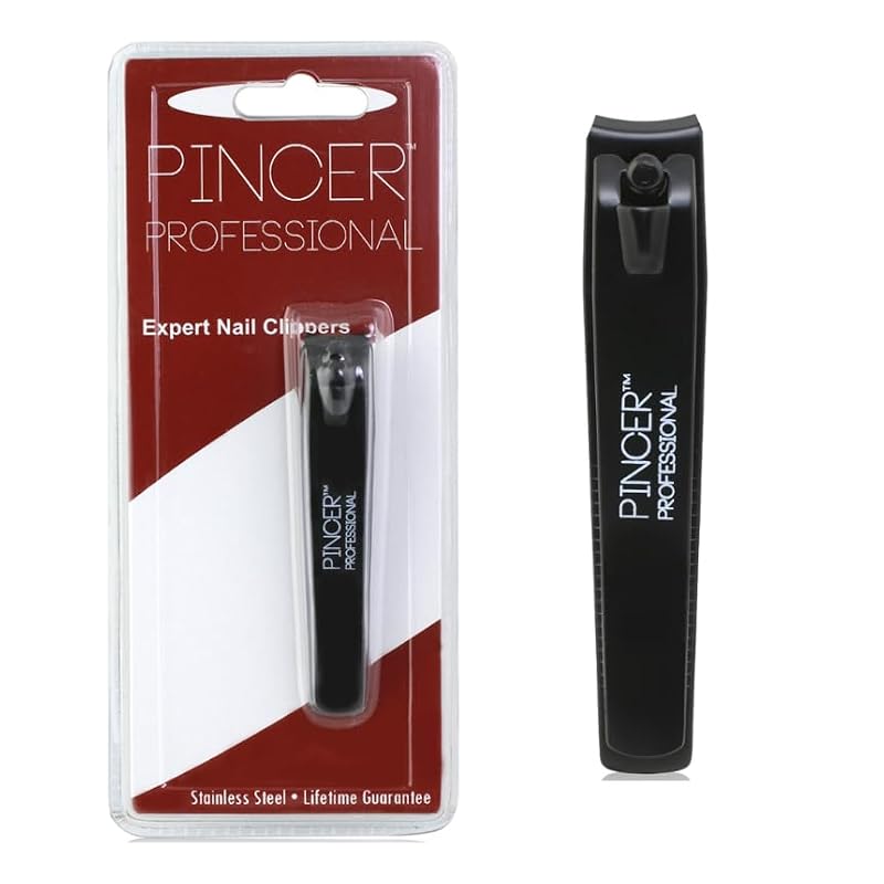 Pincer Professional Stainless Steel Grooming Set with Slanted Tweezers and Nail Clippers