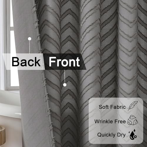 Grey Chevron Shower Curtain - 36x72 Inch Soft Fabric Privacy Curtain
