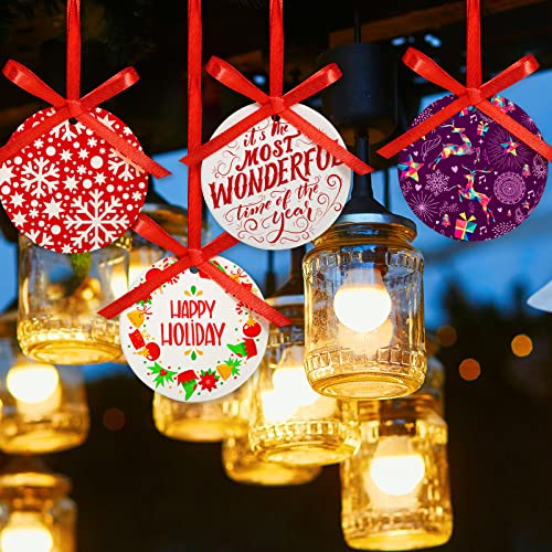 15 Pieces Christmas Sublimation Ceramic Ornaments 3.15 Inch - DIY Holiday Decorations
