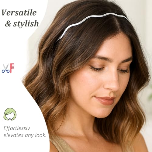 Ceemiaa Wave Metal Headbands 2-Pack - Gold & Silver Non-Slip Hair Accessories