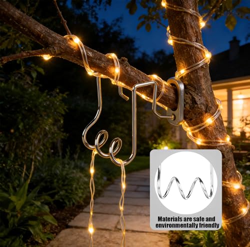 50 Pack Stainless Steel Gutter Light Hooks for Christmas & Halloween