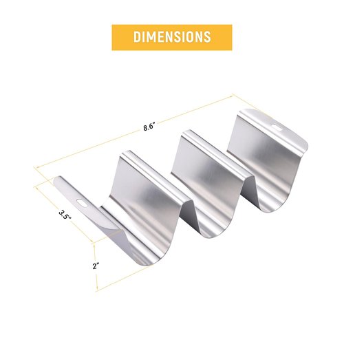 (Set of 4) Taco Holder Rack with Handle, 3 Slot Wave Stainless Steel Taco Stand for Hard & Soft Shell, For Family Party, BBQ & Taco Tuesday