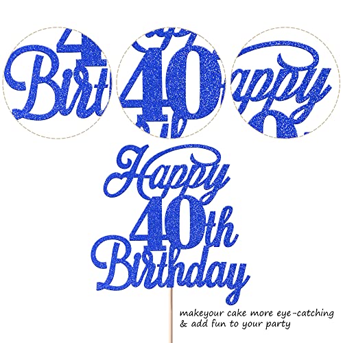 40th Birthday Cake Topper - Glitter Cheers to 40 Years Design