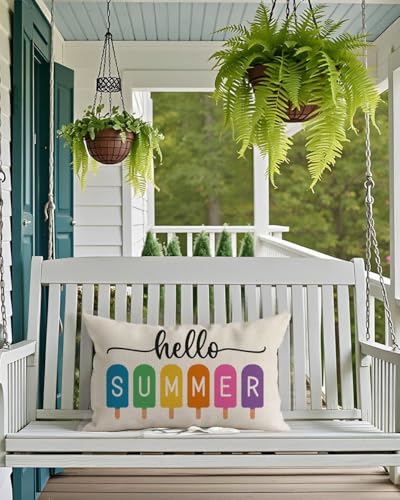 PANDICORN Summer Throw Pillow Cover 12x20 Inches - Popsicle Beach Decor