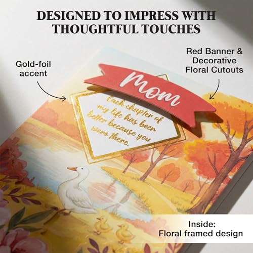 Gold Foil 5x7 Mother's Day Card for Mom with Envelope & Stickers