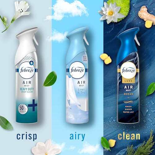 Febreze Air Mist Odor-Fighting Room Spray, Crisp Clean, 8.1 oz, 3-Pack
