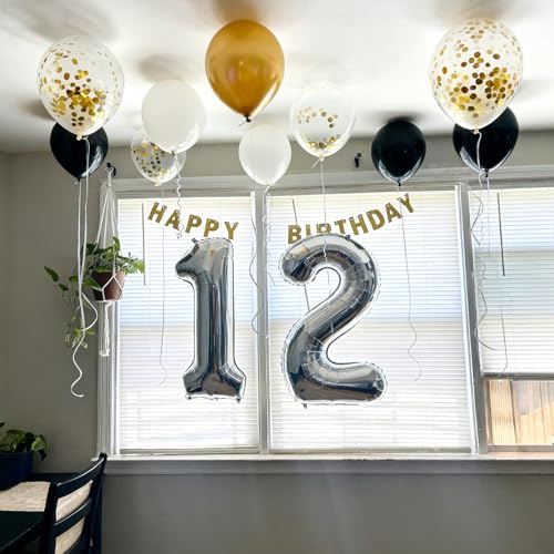 Black, Gold & White Balloons - 60PCS 12 Inch Confetti Set for Parties
