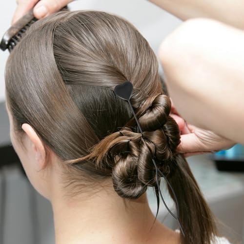 Chsoejuf 30PCS Topsy Tail Hair Tool Set & Acrylic Bead Threaders (Black)