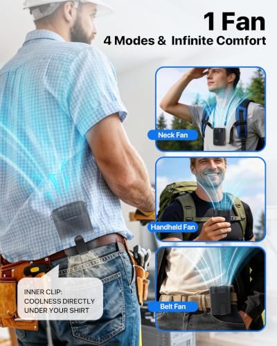 GENVU Portable Waist Fan - 4-Speed Hands-Free Cooling Neck Fan