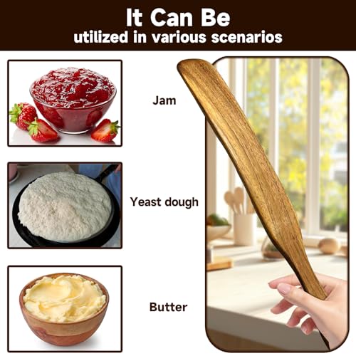11" Acacia Wood Spurtle for Sourdough Baking | Nonstick Safe