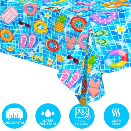 Vibrant Pool Party Table Cover - 2 Pack Hawaiian Tablecloths