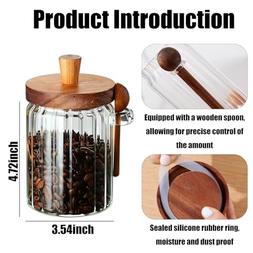 CasaVibe Airtight Glass Food Storage Jar with Wooden Lid and Spoon