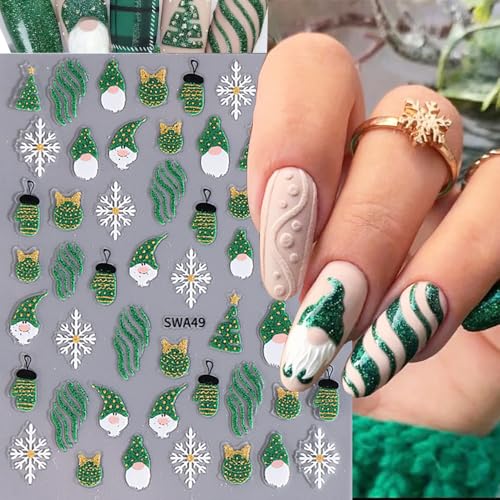 Christmas Nail Stickers 6 Sheets Self-Adhesive Winter Decals