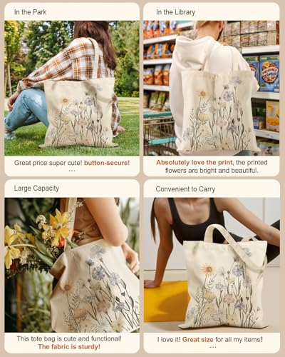 Miss Adola Aesthetic Canvas Tote Bag for Girls with Magnetic Buckle