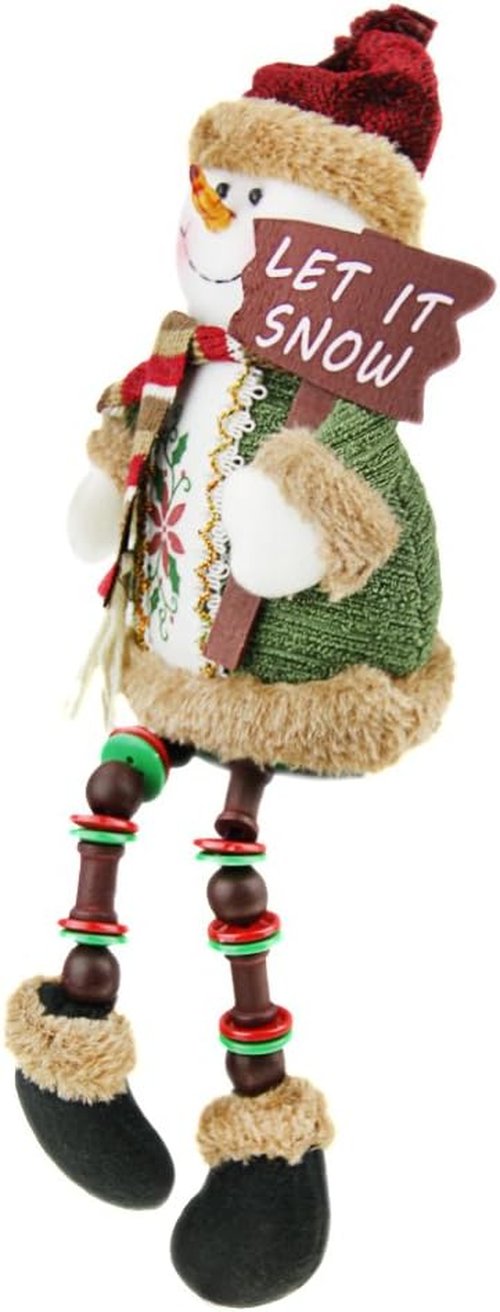 BXT Christmas Holiday Decor - Plush Snowman Shelf Sitter | Cute Santa Claus Gift for Home Decoration