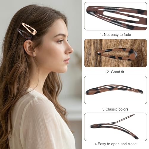 Matwsec Snap Hair Clips for Women 20PCS Small Water Drop Barrettes No Slip