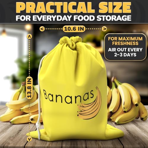 VIKROM Banana Keeper Bag, Aluminum-Lined Freshness Saver - Yellow